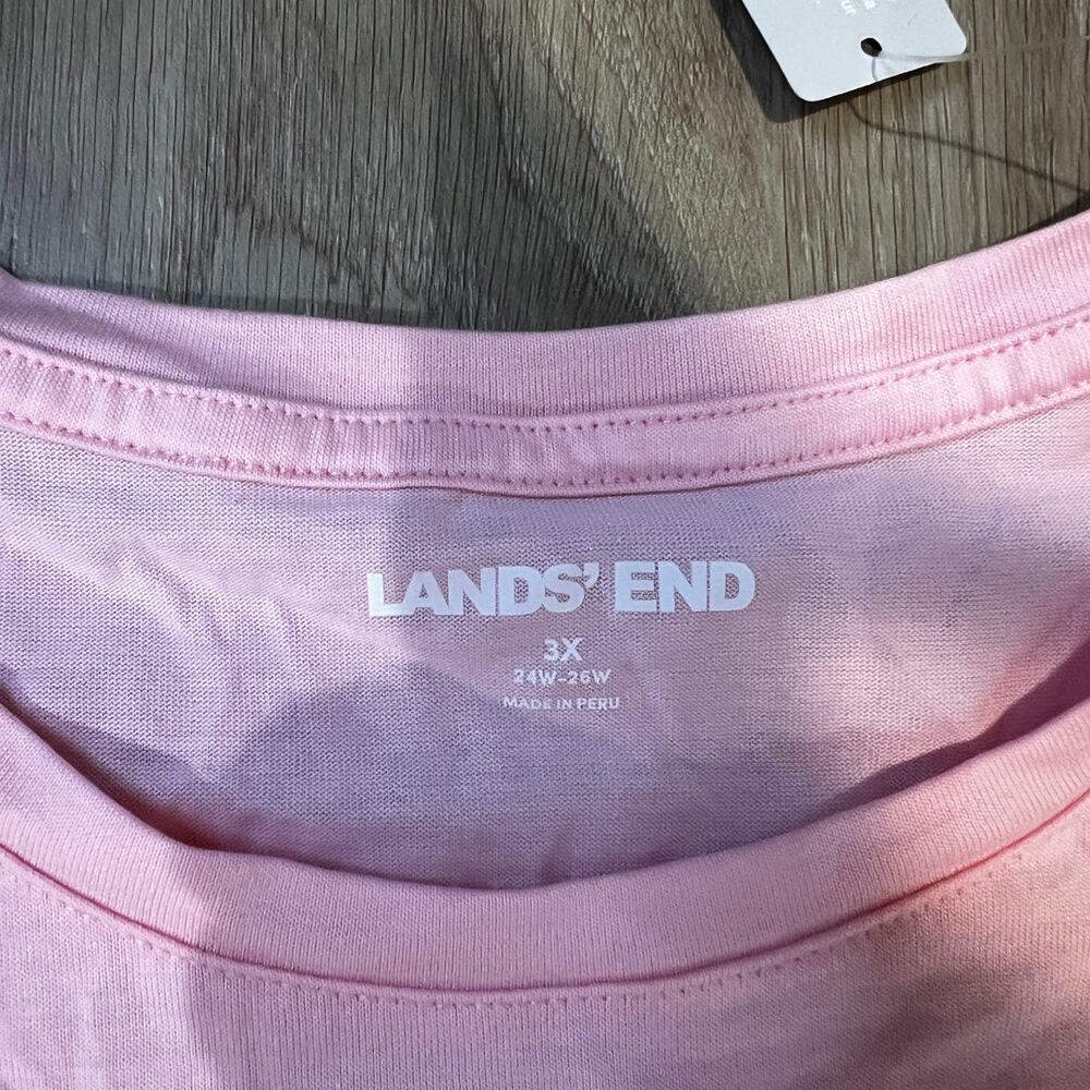 LAND'S END Women's Oversized Supima Short Sleeve Crew Neck T-Shirt Size 3X Pink - Picture 9 of 11